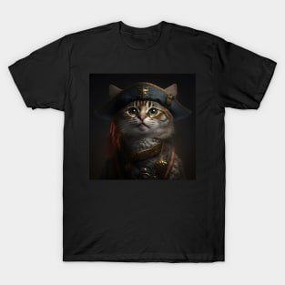 Pirate Cat in Uniform Portrait T-Shirt